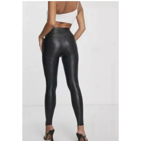 Spanx Faux Leather Leggings High Waisted Tummy Control Black Size M - Picture 3 of 6